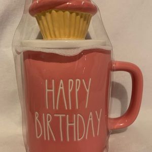 Rae Dunn Happy Birthday Pink Cupcake Sprinkle Mug & Topper | Birthday Gift NWT